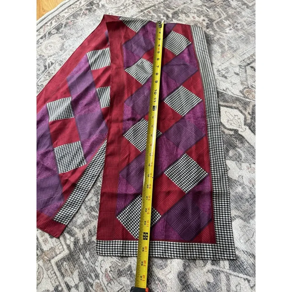 Vintage Oscar De La Renta Silk Scarf Argyle Rectangular 11” X 50” Preppy